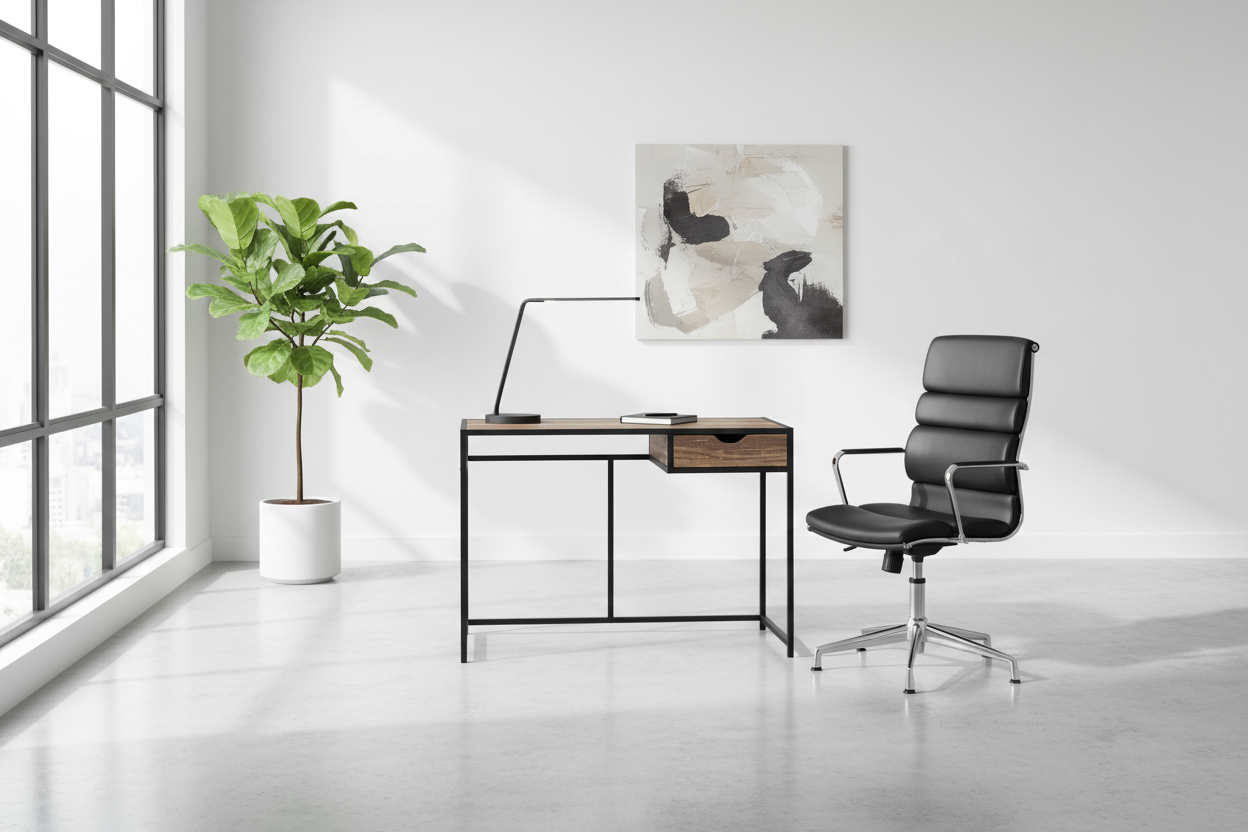 COMPUTER DESK - 42"L / GREY / DARK GREY METAL