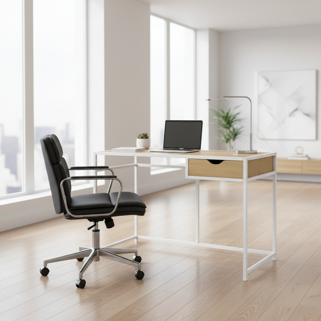 COMPUTER DESK - 42"L / GREY / DARK GREY METAL