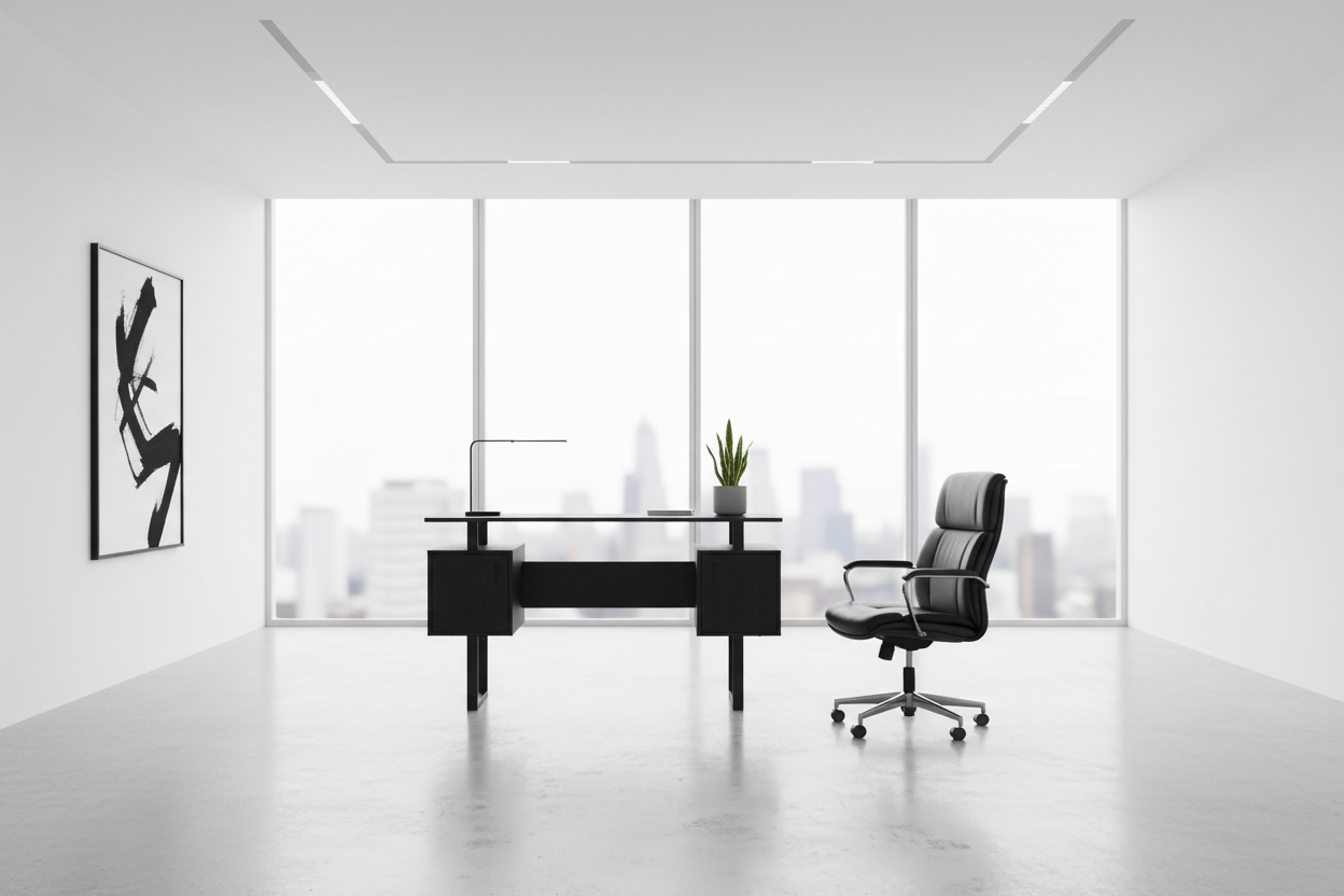 BUREAU D'ORDINATEUR - 48"L / BLANC / MÉTAL ARGENTÉ