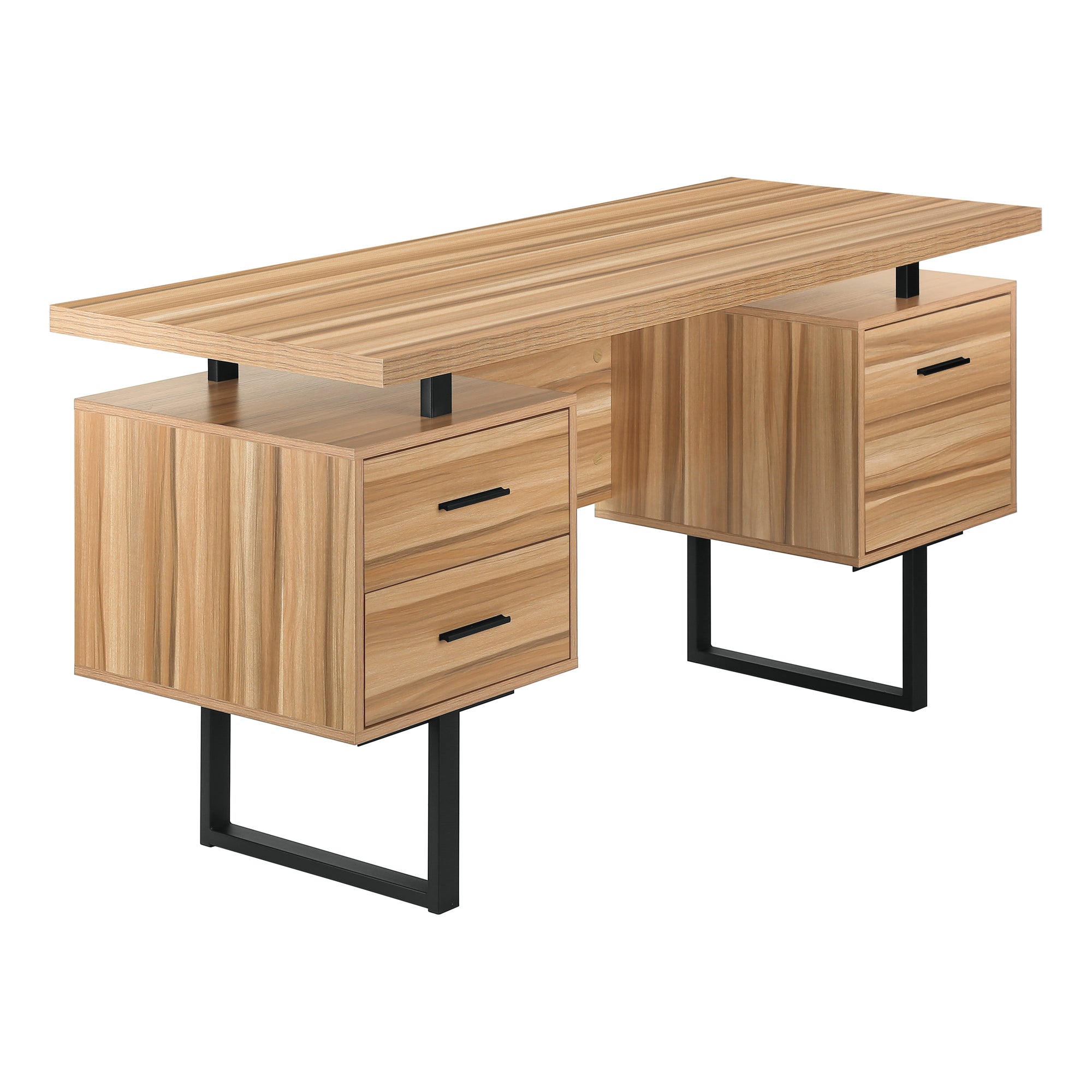 BUREAU D'ORDINATEUR - 60"L / ESPRESSO / MÉTAL ARGENTÉ
