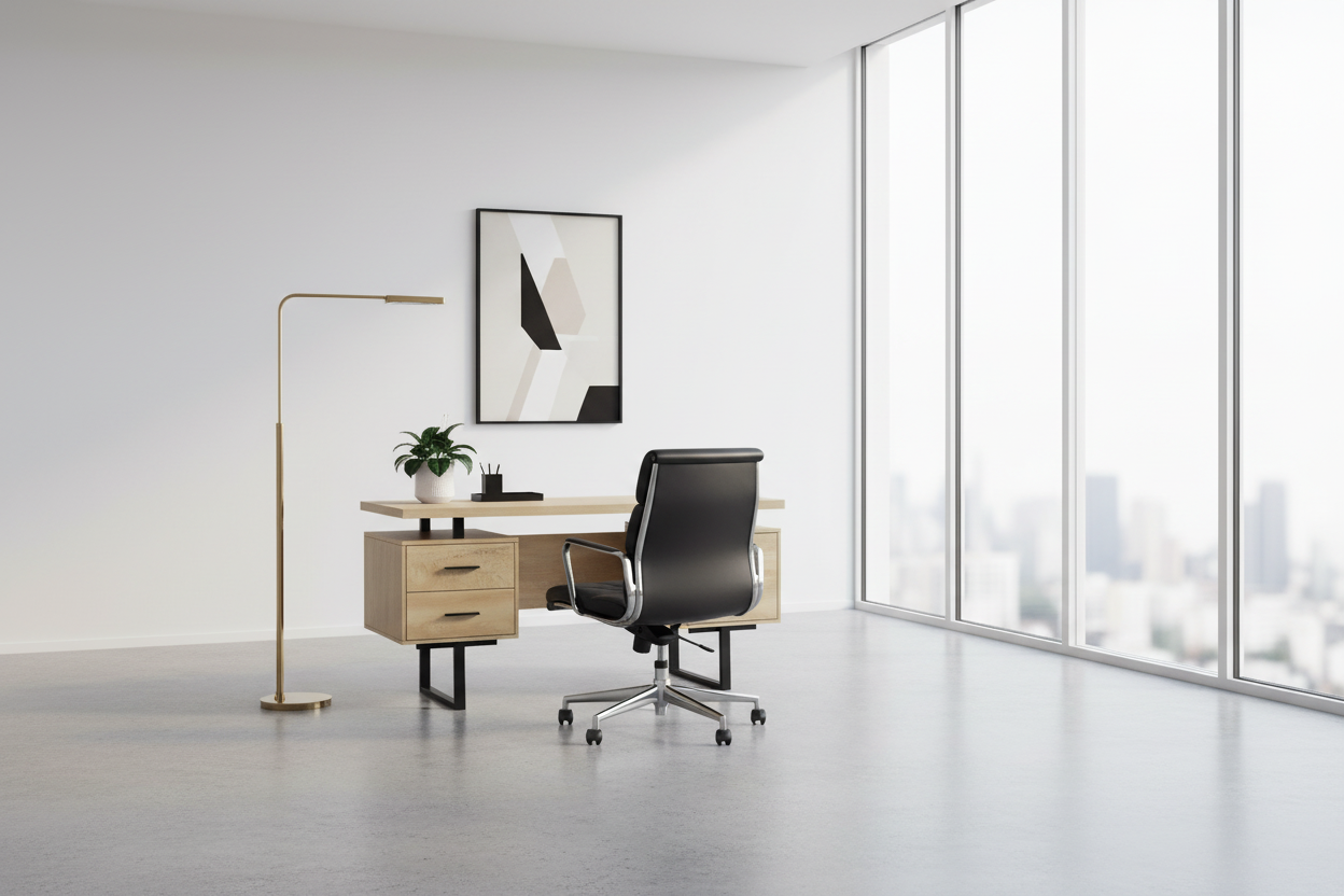 BUREAU D'ORDINATEUR - 60"L / ESPRESSO / MÉTAL ARGENTÉ