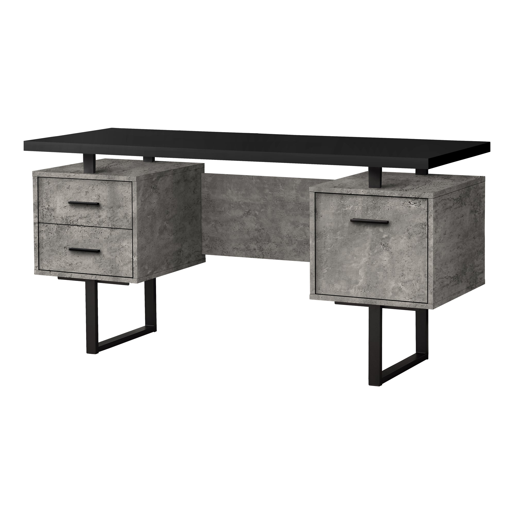 BUREAU D'ORDINATEUR - 60"L / ESPRESSO / MÉTAL ARGENTÉ