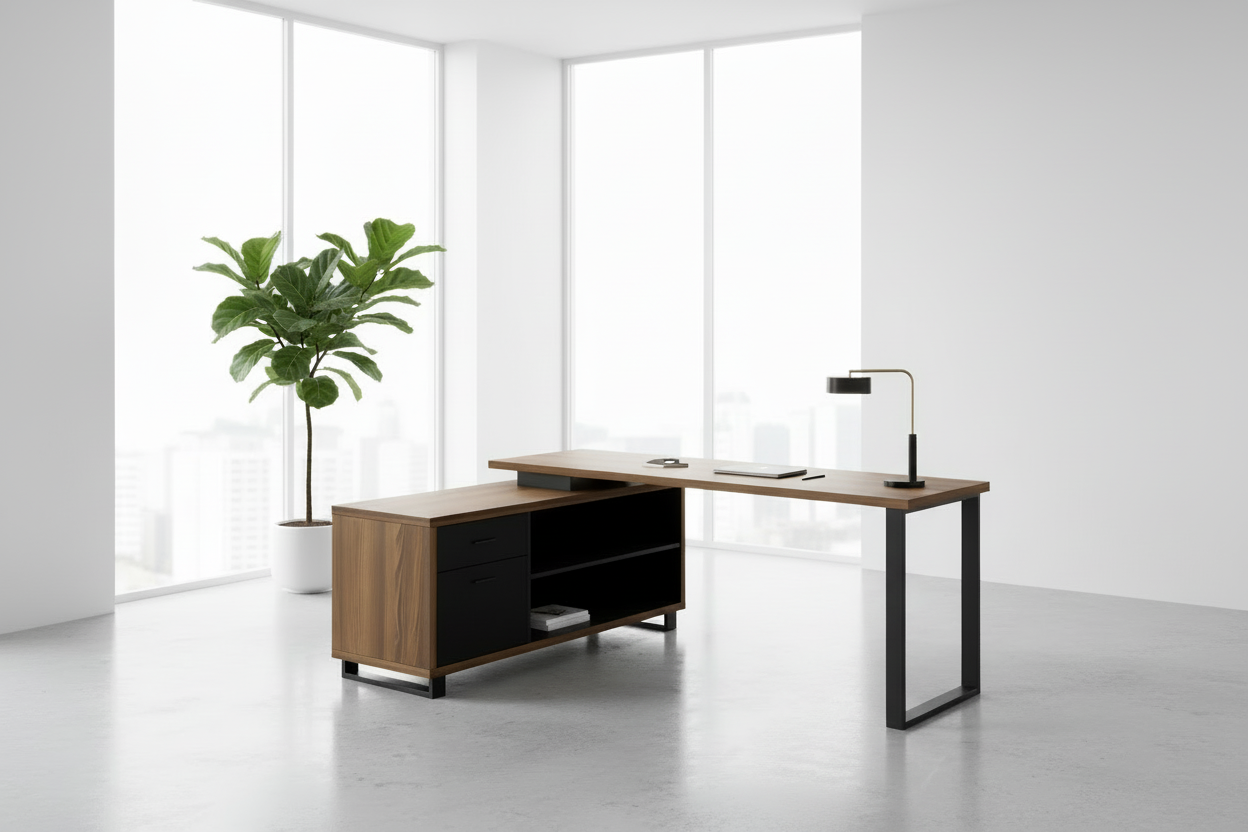 BUREAU D'ORDINATEUR - 72"L ESPRESSO / NOIR D'ANGLE EXÉCUTIF