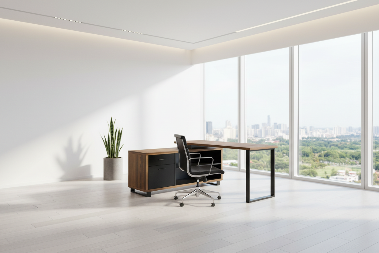 BUREAU D'ORDINATEUR - 72"L ESPRESSO / NOIR D'ANGLE EXÉCUTIF