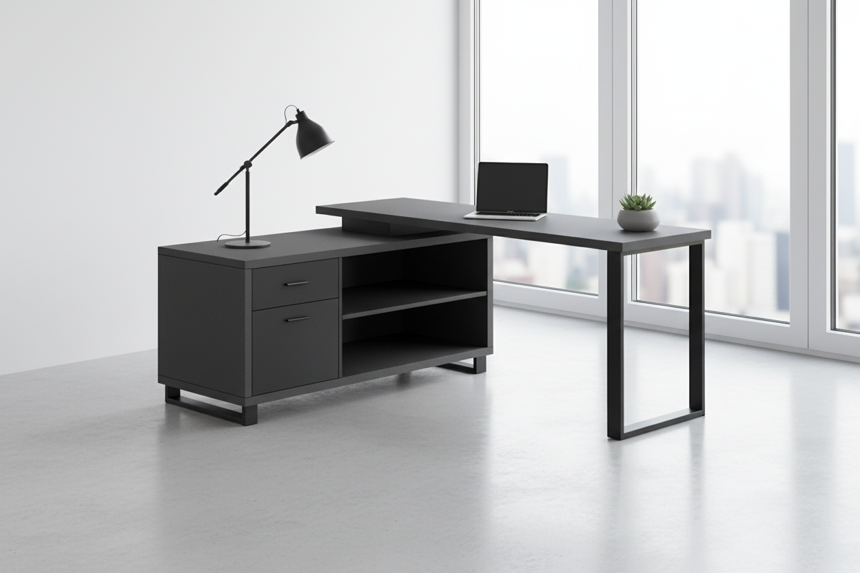 BUREAU D'ORDINATEUR - 72"L ESPRESSO / NOIR D'ANGLE EXÉCUTIF