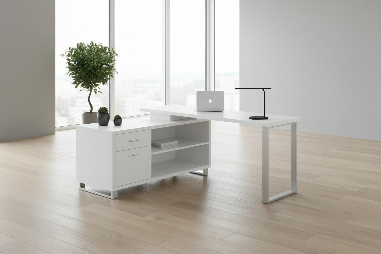 BUREAU D'ORDINATEUR - 72"L ESPRESSO / NOIR D'ANGLE EXÉCUTIF