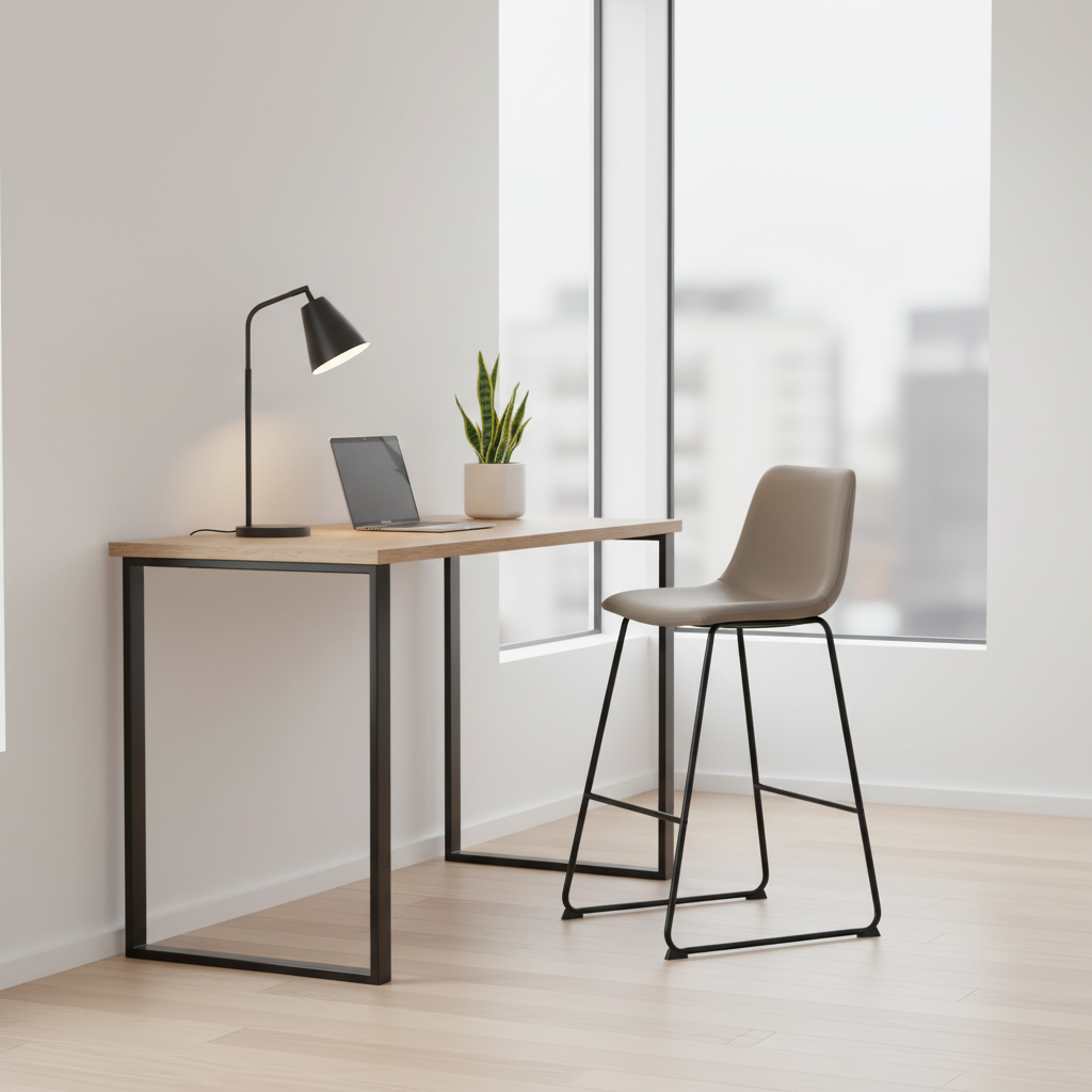 CHAISE DE BUREAU - SIMILI CUIR BLANC / BUREAU DEBOUT