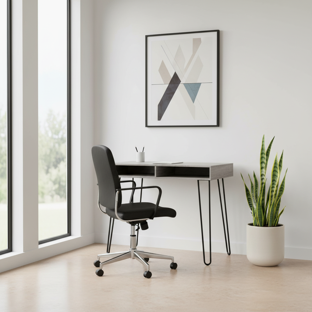 COMPUTER DESK - 40"L / WHITE / WHITE METAL