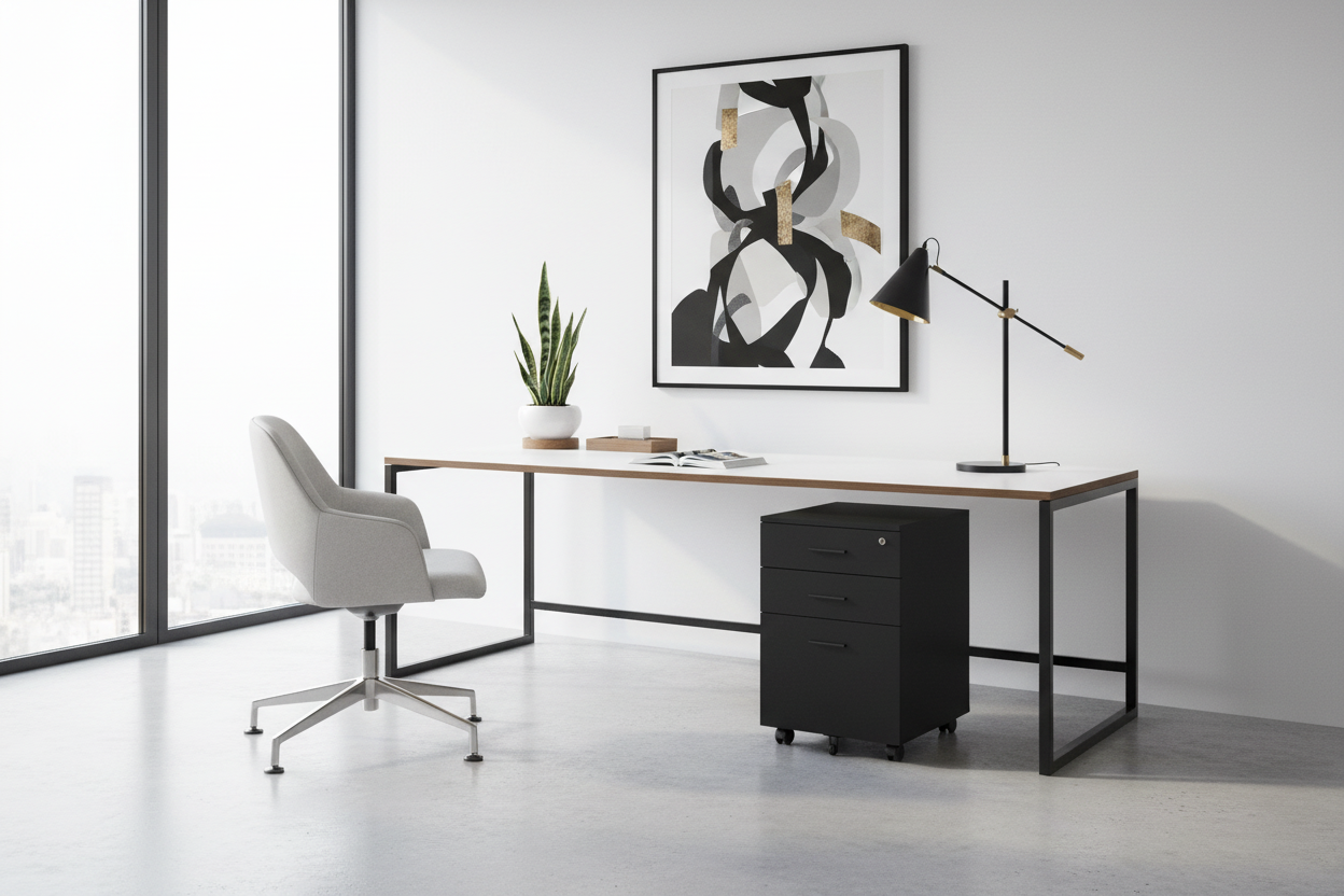 FILING CABINET - 3 DRAWER / WHITE ON CASTORS