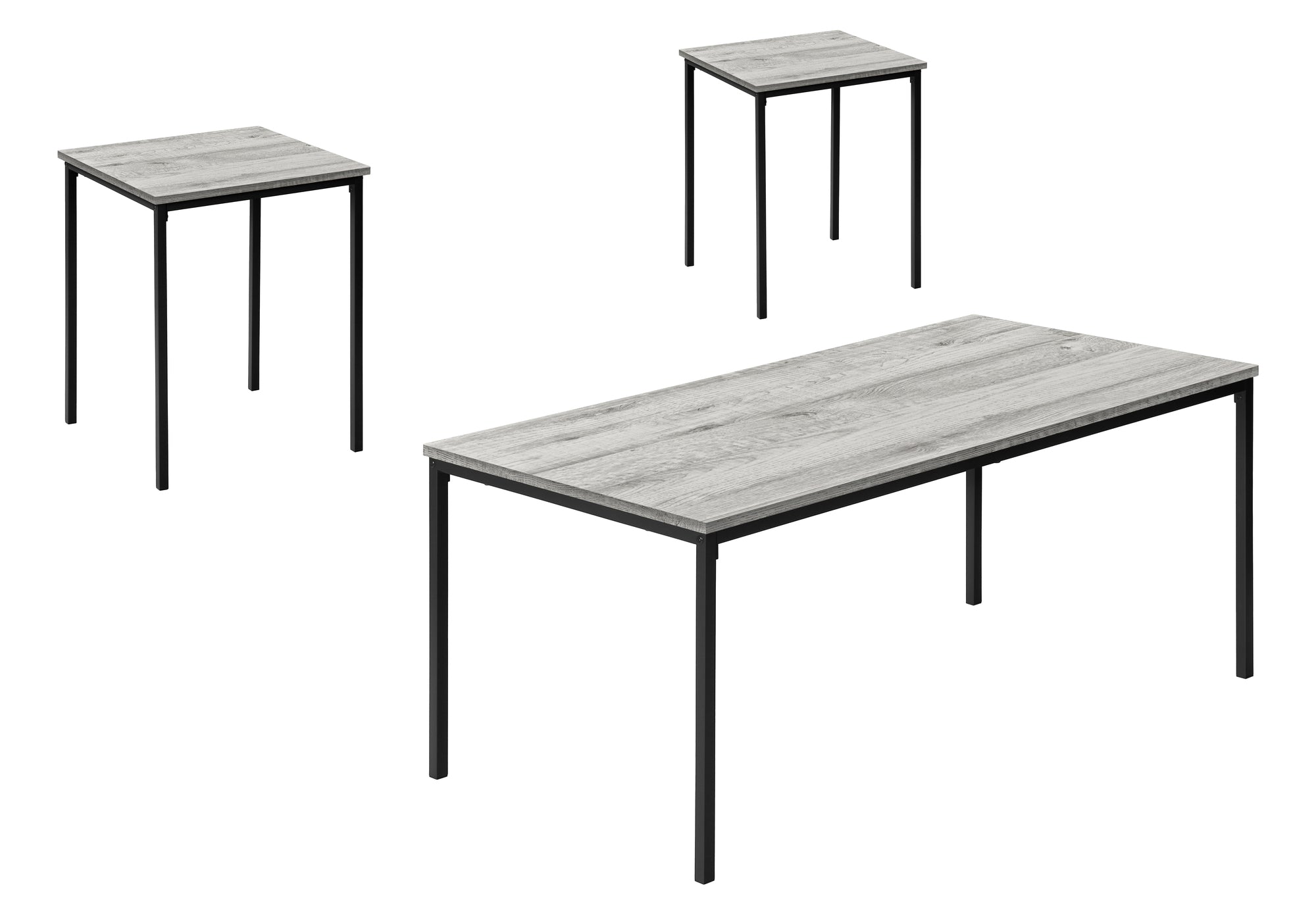 TABLE SET - 3PCS SET / WHITE MARBLE / BLACK METAL