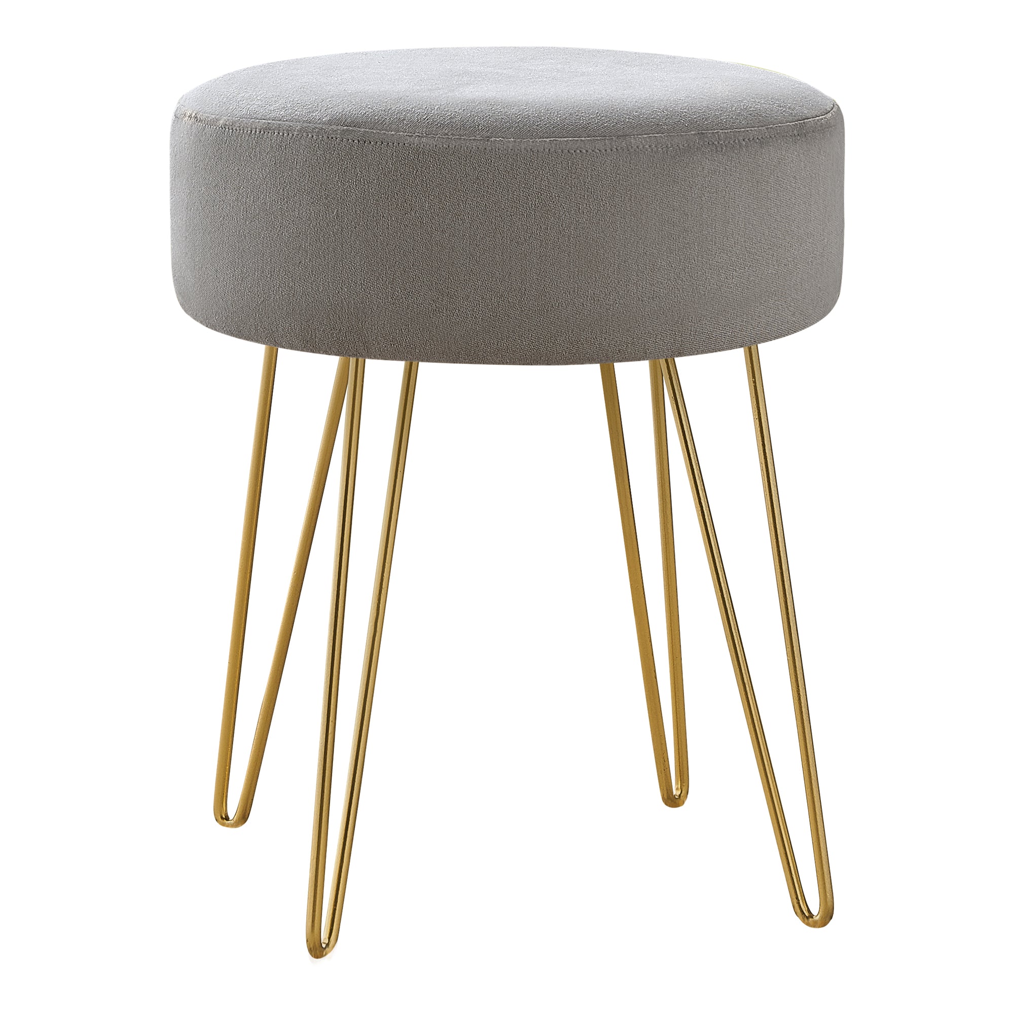OTTOMAN - BEIGE FABRIC / GOLD METAL LEGS