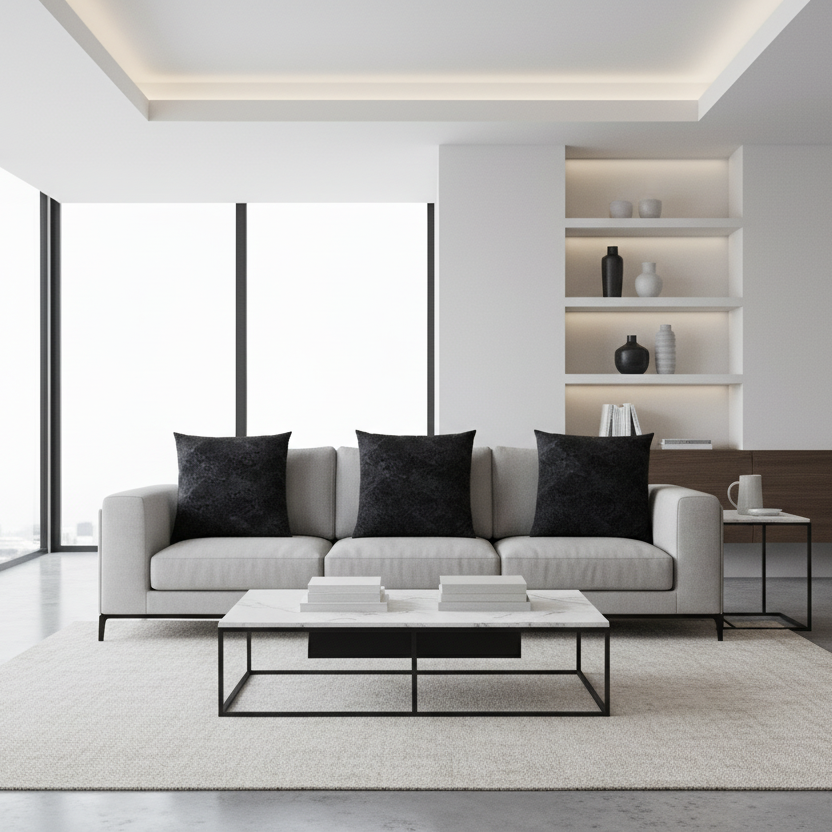 PILLOW - 18"X 18" / LIGHT TAUPE FEATHERED VELVET / 1PC