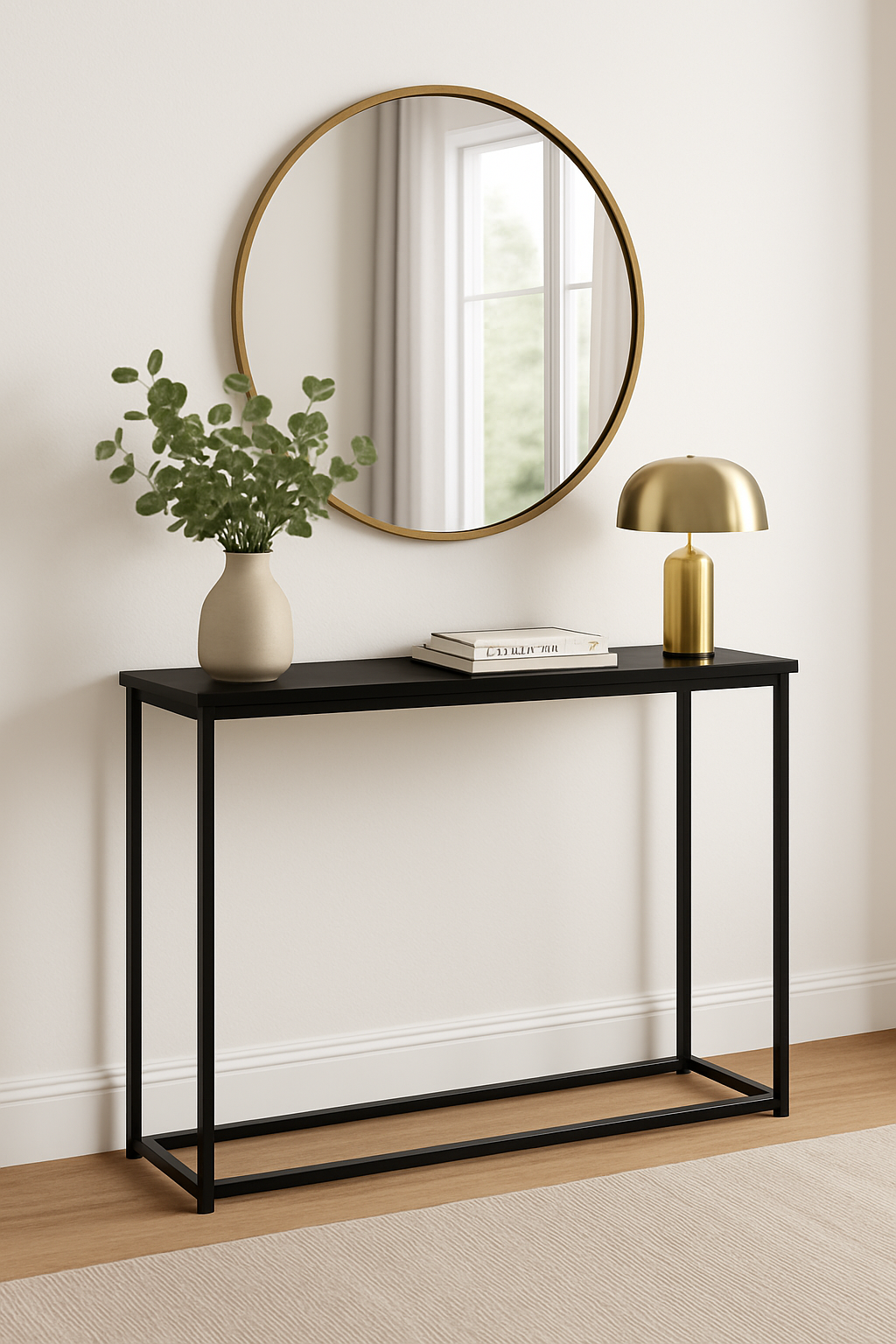 TABLE D'APPOINT - 32"L / NOIR / CONSOLE D'ENTRÉE EN MÉTAL NOIR