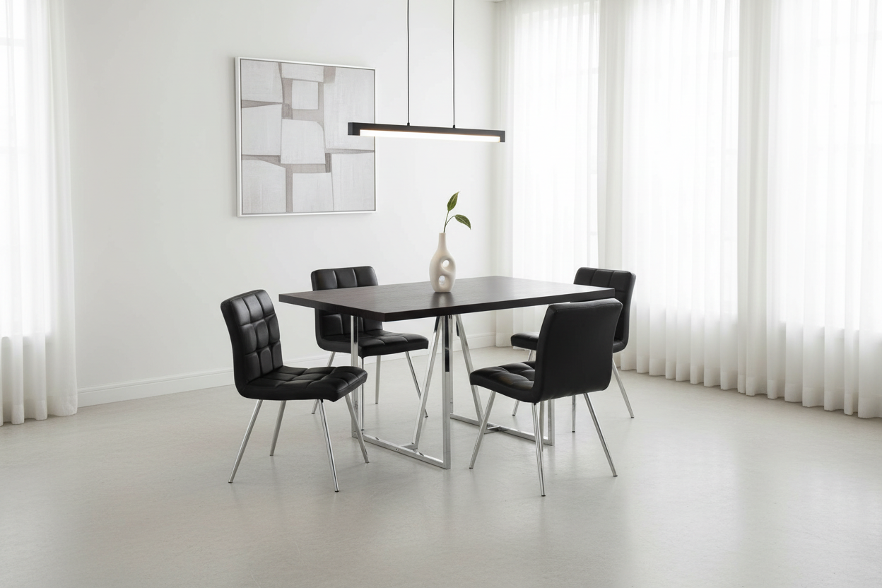 DINING TABLE - 36"X 60" / ESPRESSO / CHROME METAL