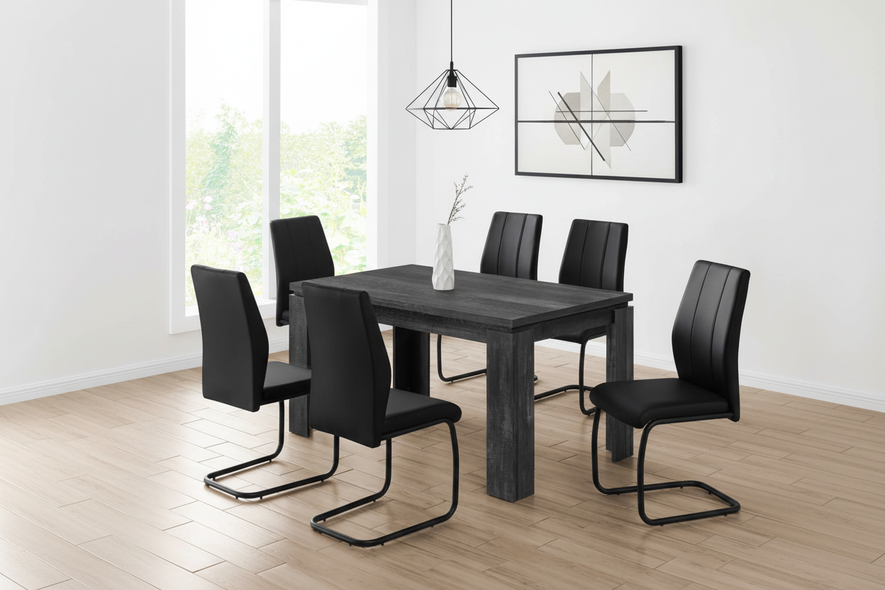 DINING TABLE - 36"X 60" / BLACK RECLAIMED WOOD-LOOK