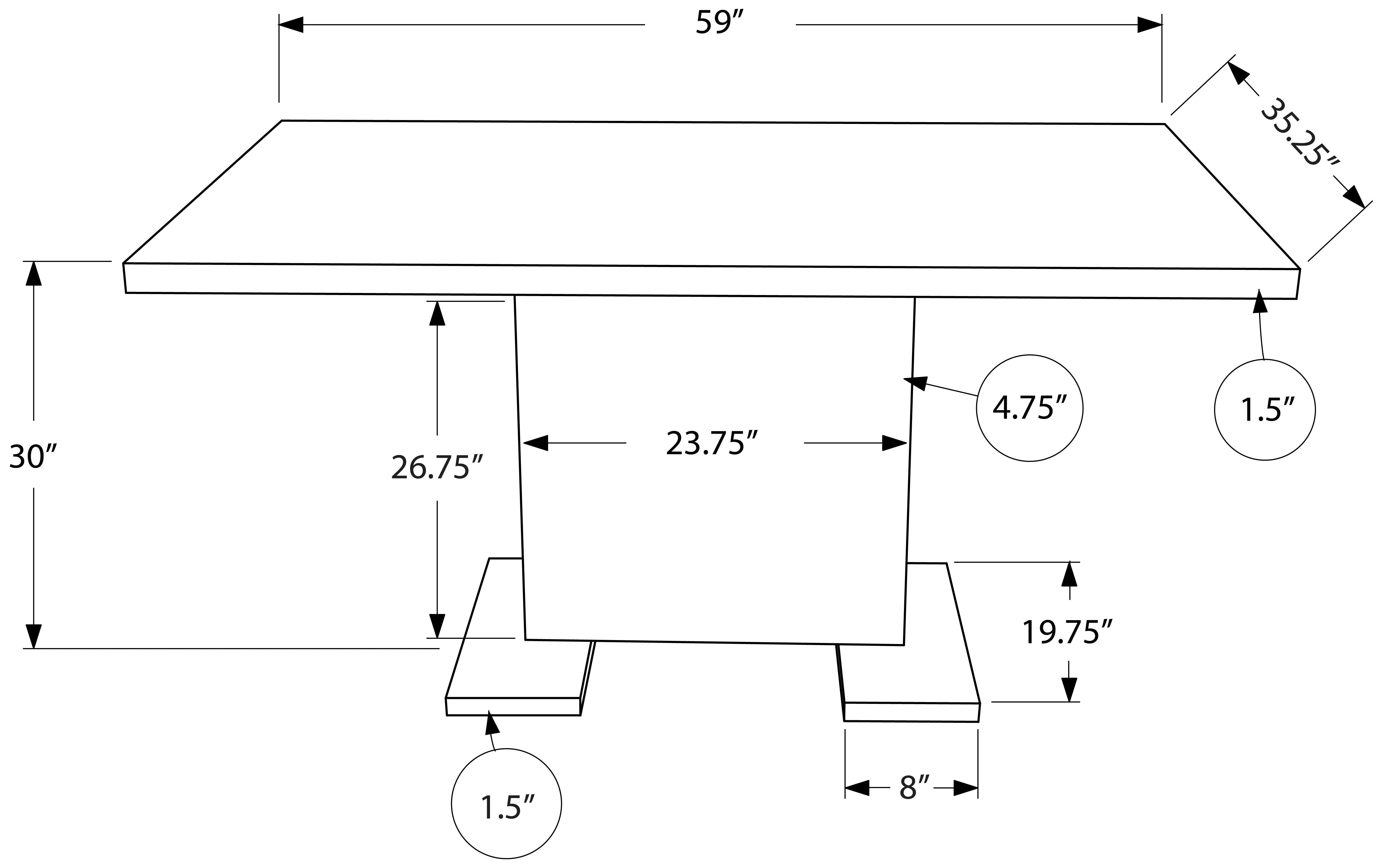 DINING TABLE - 35"X 60" / HIGH GLOSSY WHITE