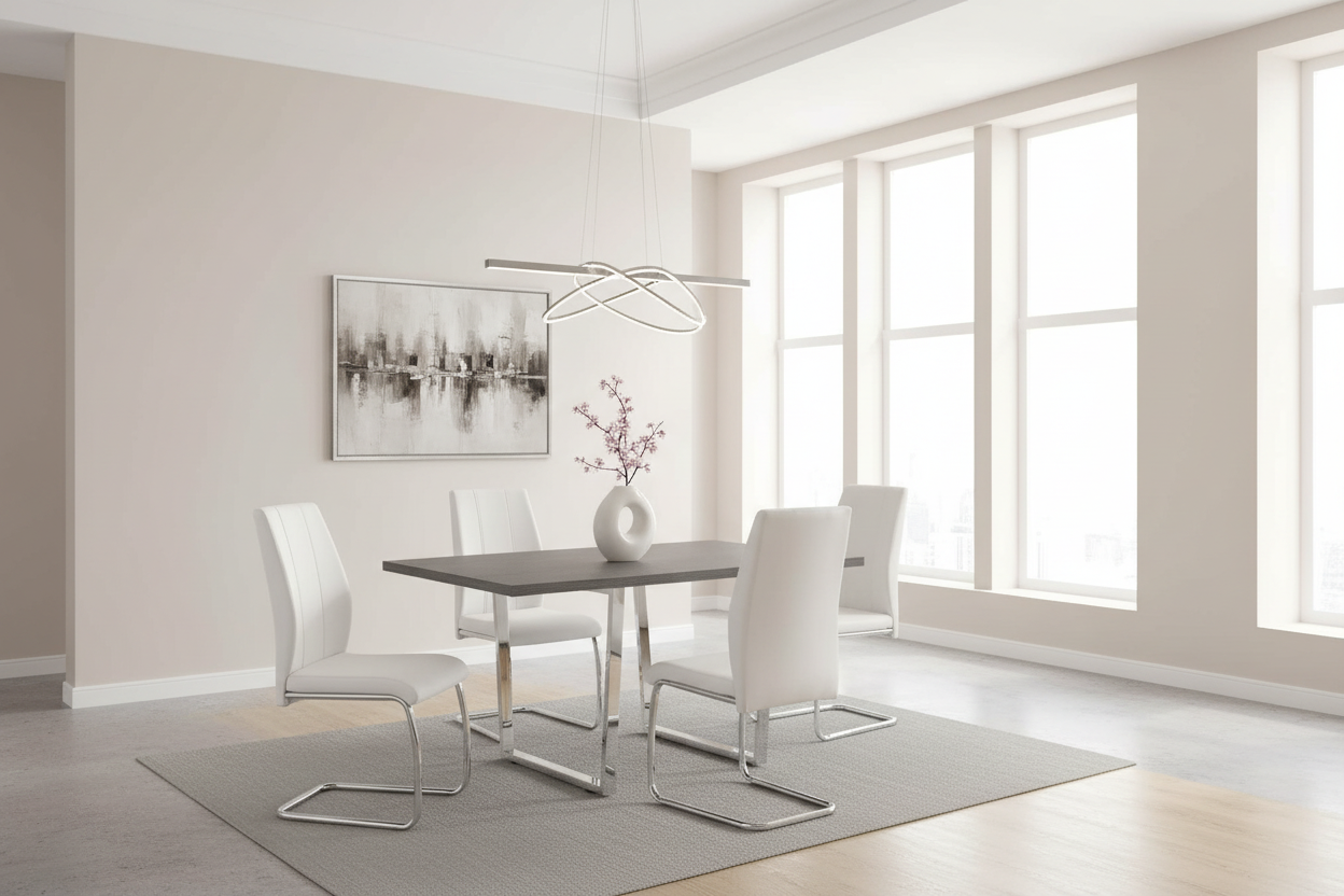 DINING TABLE - 36"X 60" / GREY / CHROME METAL