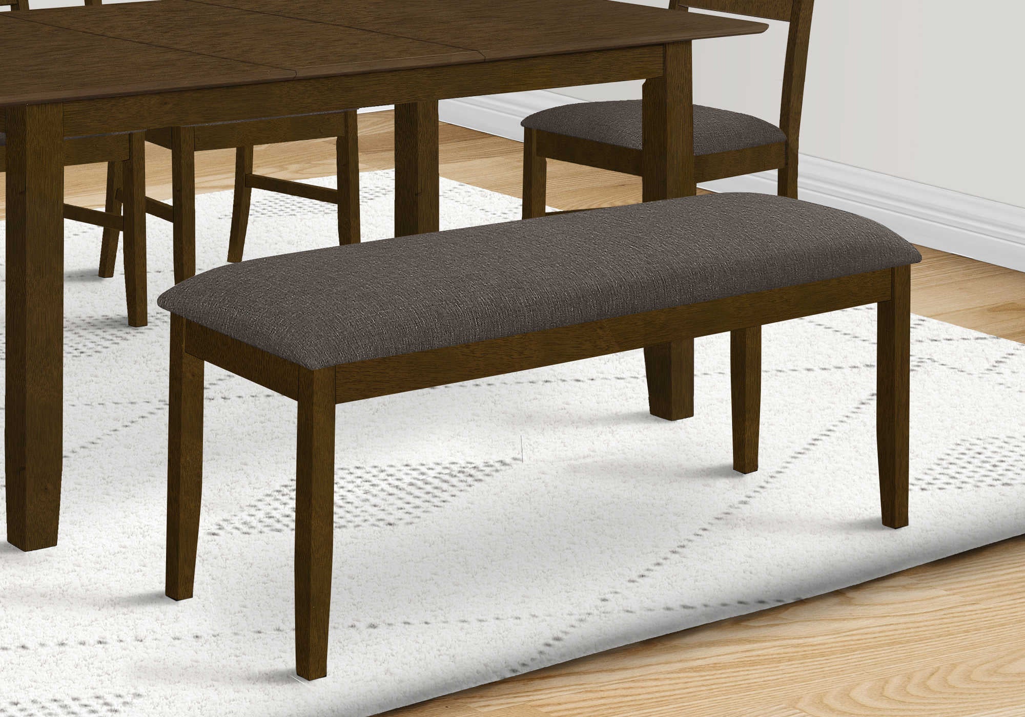 BENCH - 44"L / BROWN WALNUT / BROWN FABRIC