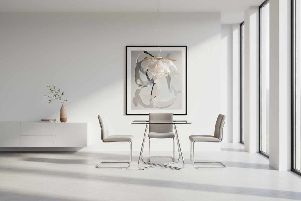 DINING TABLE - 40"DIA CHROME WITH 8MM TEMPERED GLASS