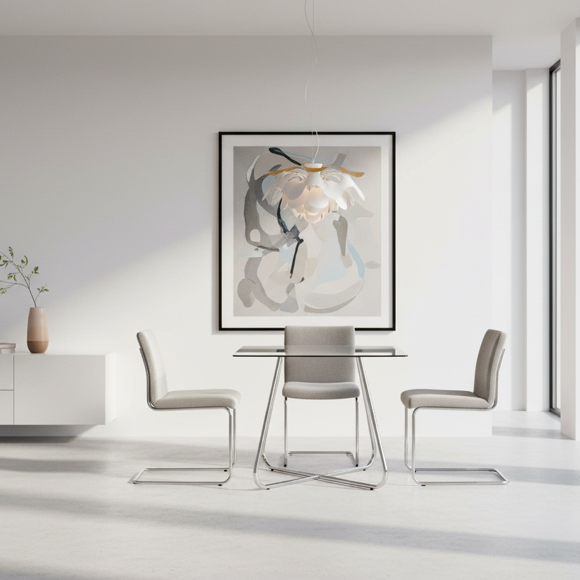 DINING TABLE - 40"DIA CHROME WITH 8MM TEMPERED GLASS