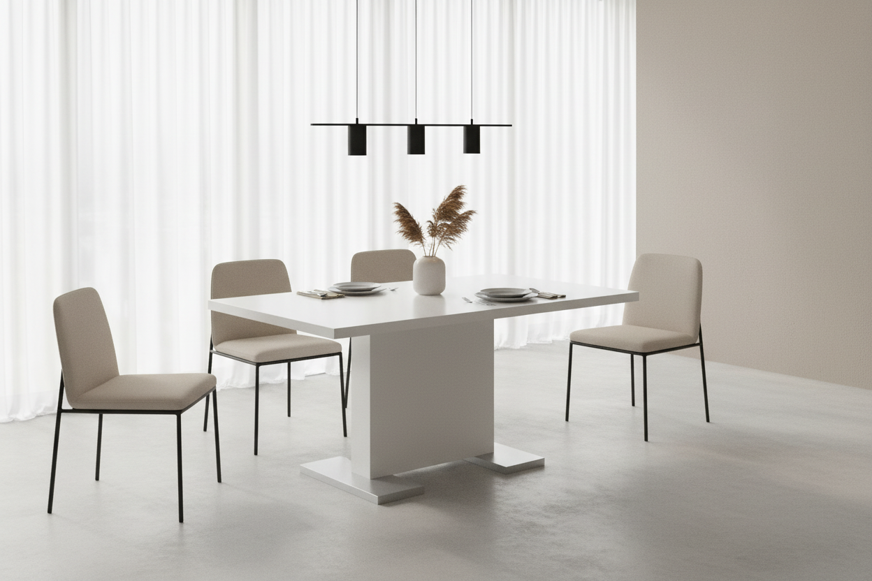 DINING TABLE - 35"X 60" / HIGH GLOSSY WHITE