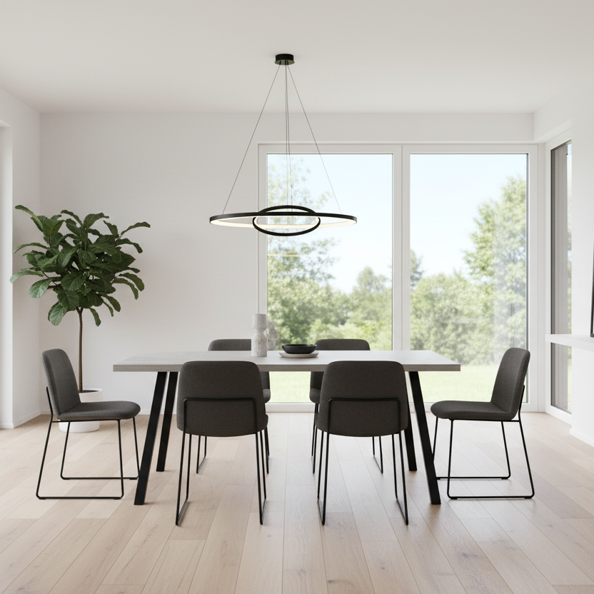 DINING TABLE - 36"X 60" / GREY / BLACK METAL