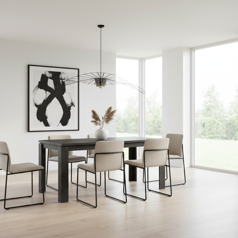 DINING TABLE - 32"X 48" / BLACK RECLAIMED WOOD-LOOK