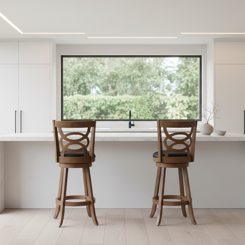 BARSTOOL - 2PCS / 42"H / SWIVEL / DARK OAK BAR HEIGHT