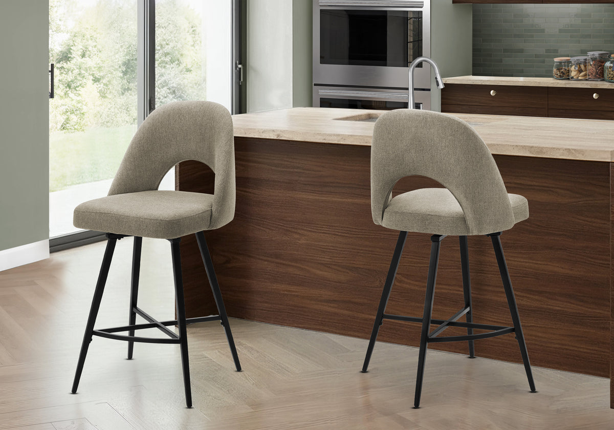 BARSTOOL - 2PCS / 39""H / GREY FABRIC / SWIVEL COUNTER HEIGHT