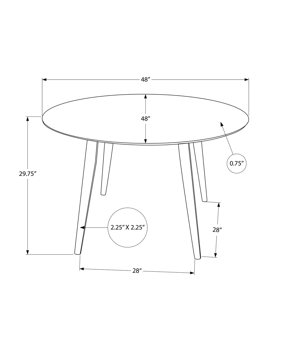 DINING TABLE - BROWN WALNUT VENEER / 48" DIA