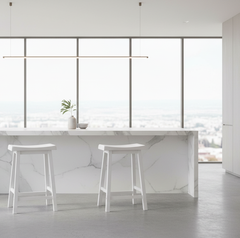 BARSTOOL - 2PCS / 24"H / WHITE SADDLE SEAT