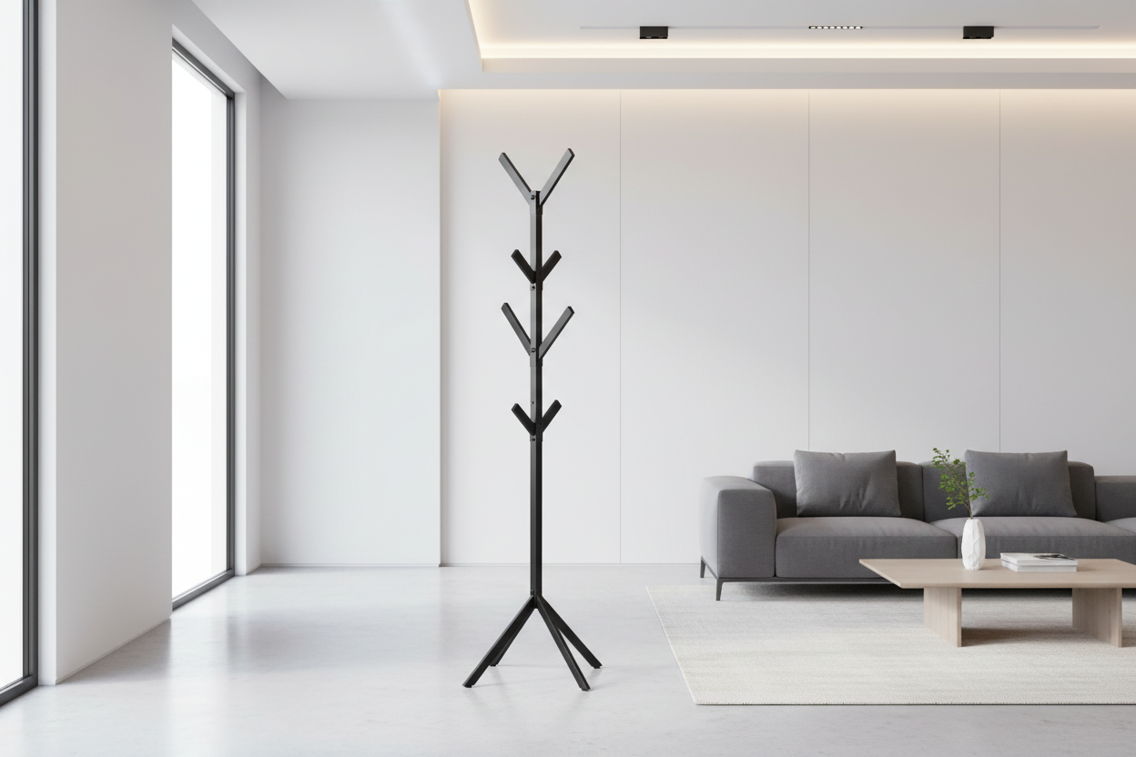 PORTE-MANTEAU - 70"H / MÉTAL NOIR