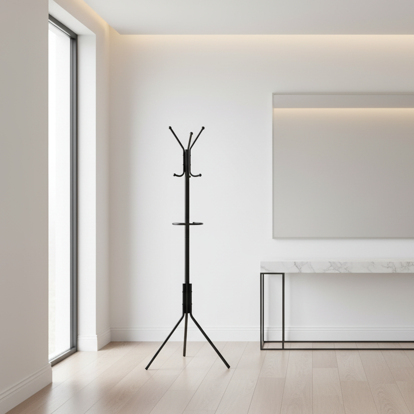 PORTE-MANTEAU - 68"H / MÉTAL NOIR