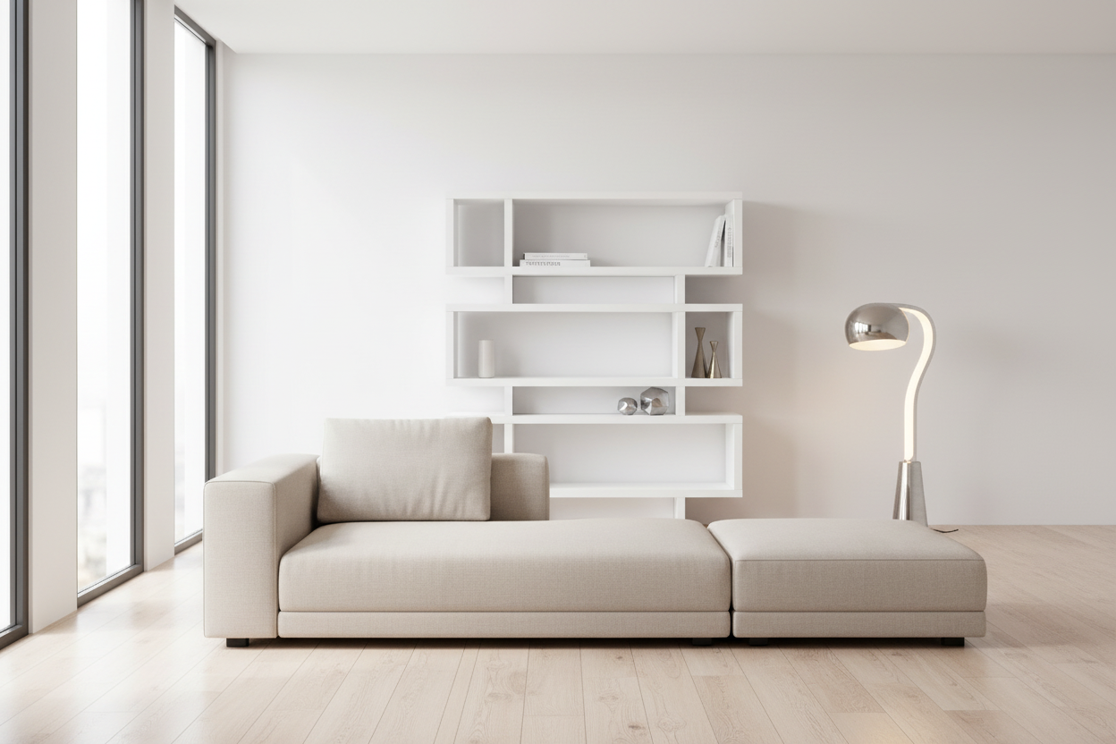 BIBLIOTHÈQUE - 55"H / BLANC STYLE MODERNE