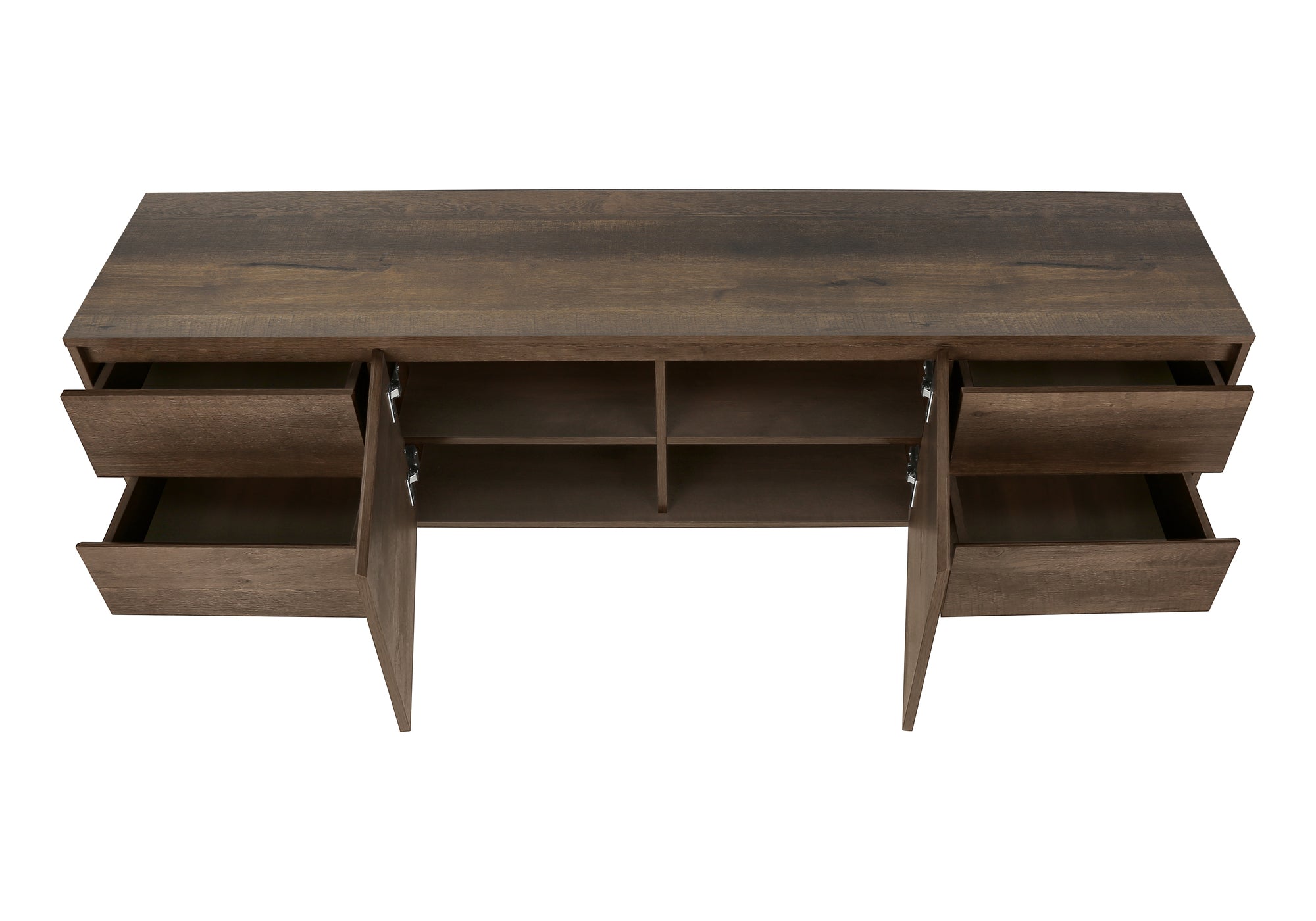 TV STAND - 72"L / DARK BROWN WOOD-LOOK WITH STORAGE
