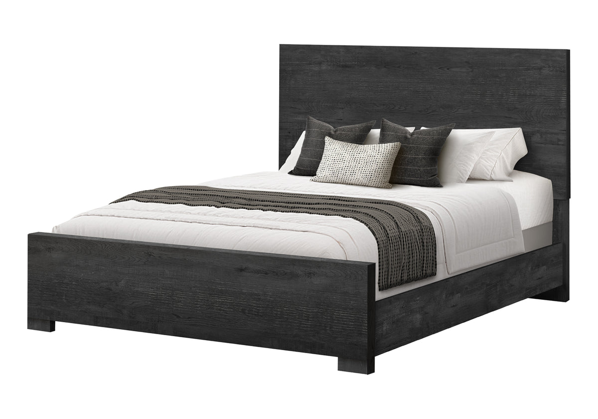 BEDROOM SET - QUEEN SIZE BED / GRAPHITE GREY WOOD FINISH