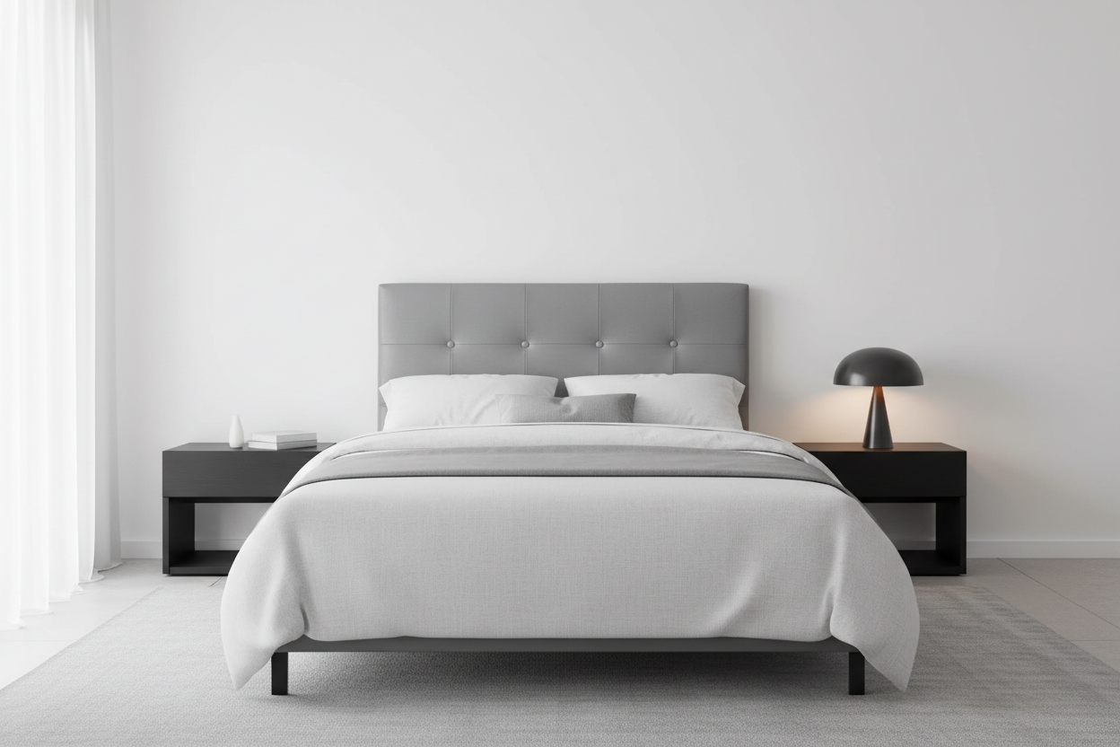 LIT - TAILLE SIMILI CUIR GRIS TÊTE DE LIT UNIQUEMENT