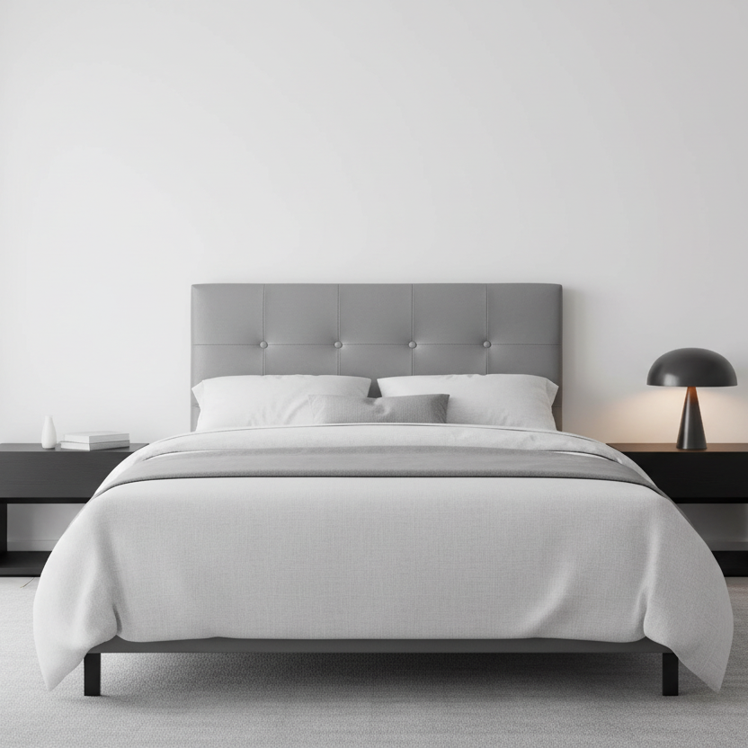LIT - TAILLE SIMILI CUIR GRIS TÊTE DE LIT UNIQUEMENT