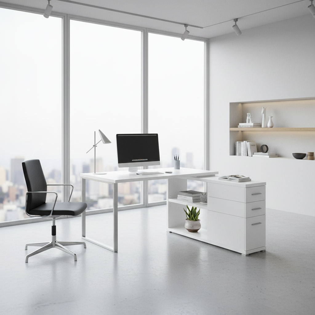 COMPUTER DESK - WHITE LEFT OR RIGHT FACING CORNER