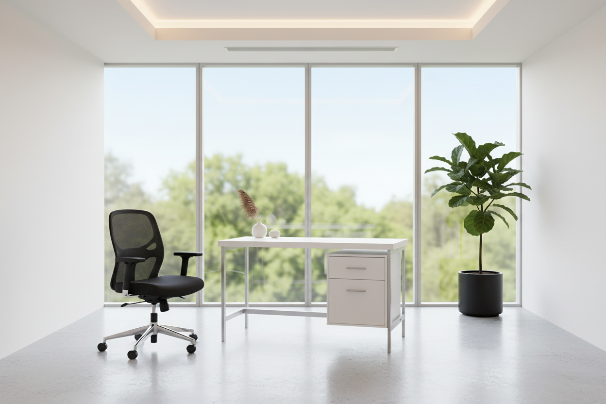 COMPUTER DESK - 48"L / WHITE / SILVER METAL