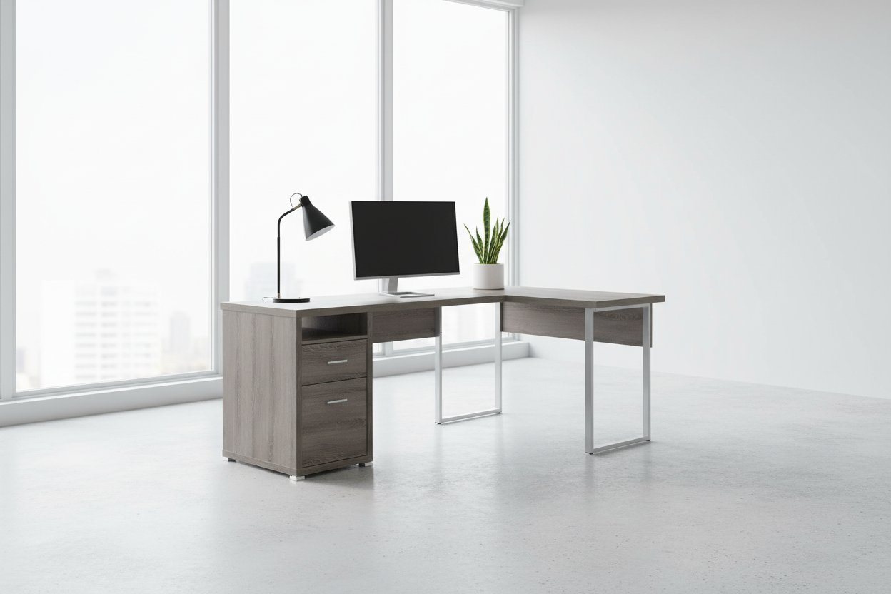 BUREAU D'ORDINATEUR - 42"L / NOIR / MÉTAL NOIR