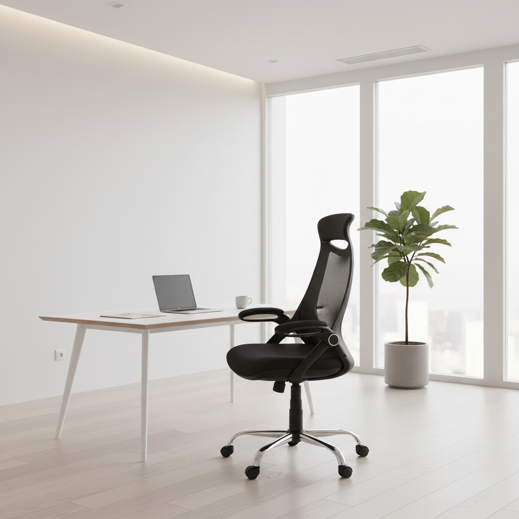 OFFICE CHAIR - BLACK MESH / CHROME HIGH-BACK EXECUTIVE
