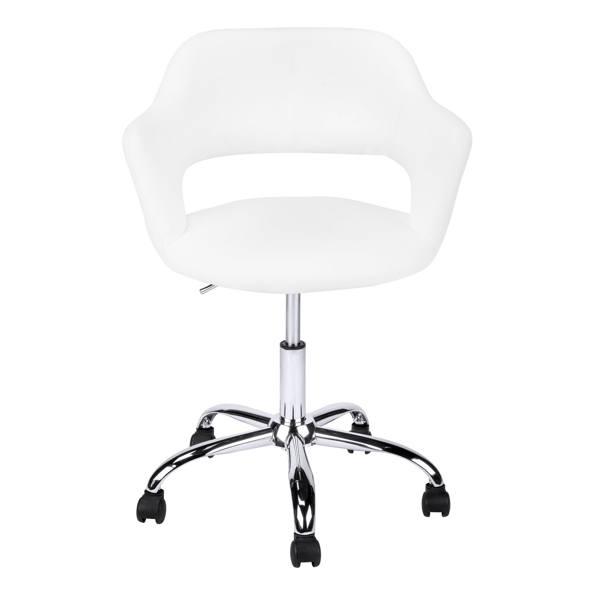 OFFICE CHAIR - WHITE / CHROME METAL HYDRAULIC LIFT BASE