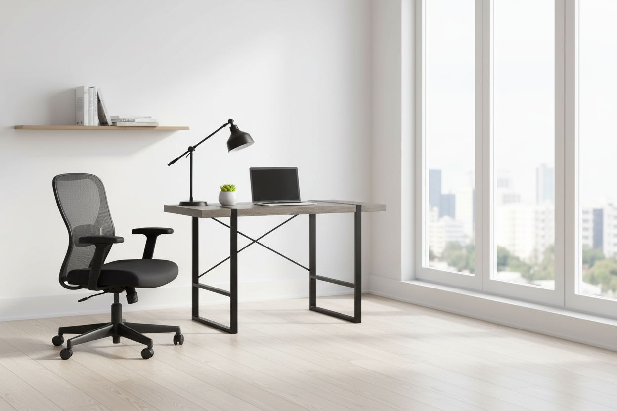 COMPUTER DESK - 48"L / DARK TAUPE / BLACK METAL