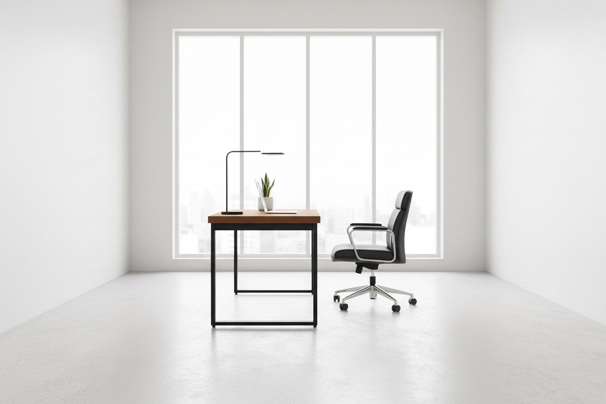 BUREAU D'ORDINATEUR - 48" L / NOYER / HAUTEUR RÉGLABLE / MÉTAL NOIR