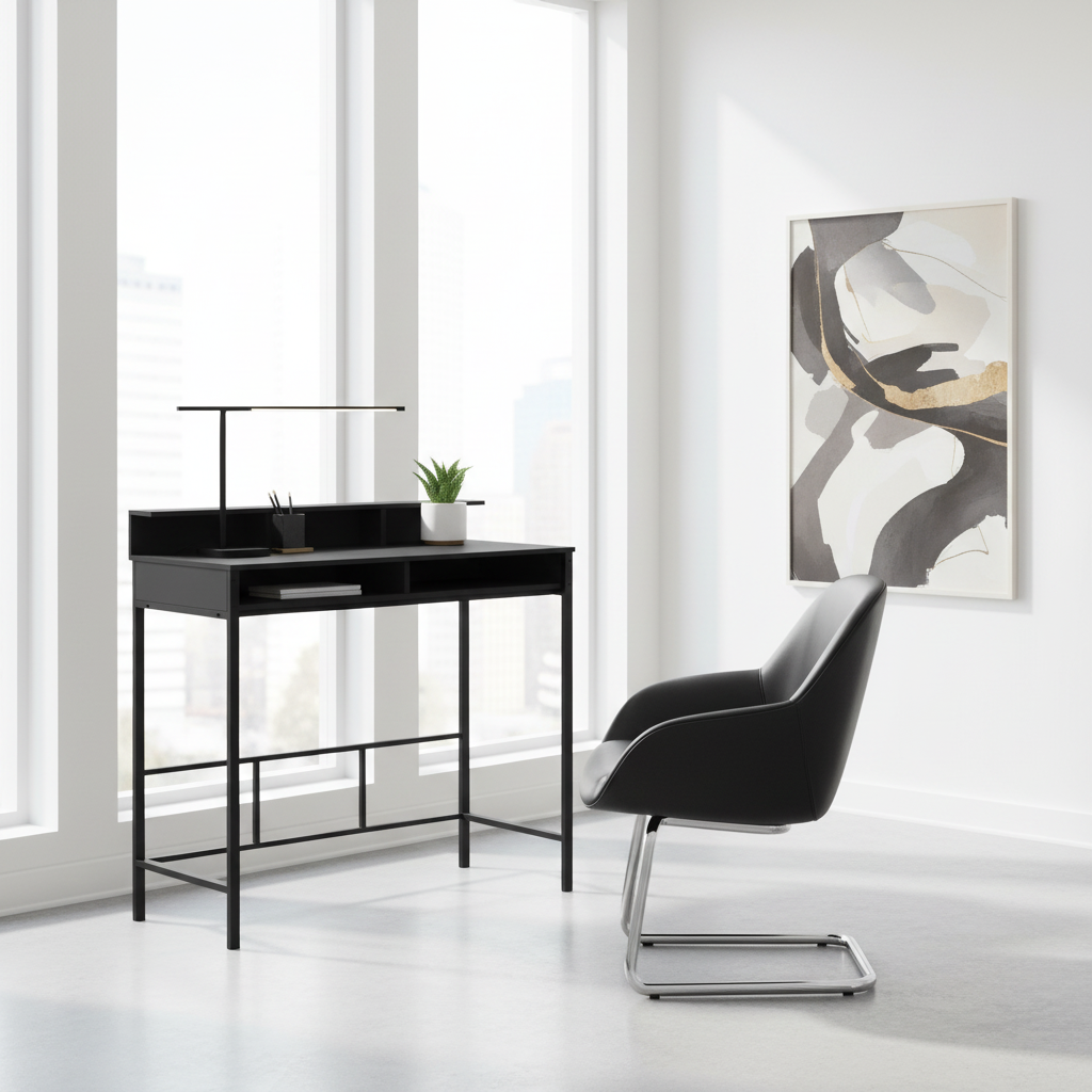 BUREAU D'ORDINATEUR - 48"L / NOIR / NOIR HAUTEUR DEBOUT