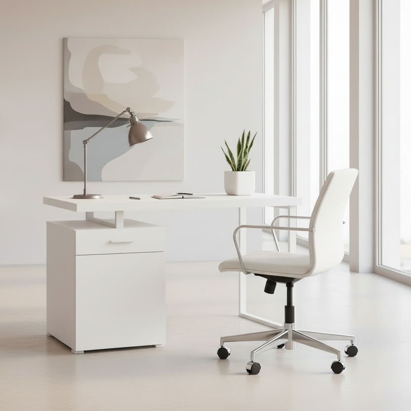 BUREAU D'ORDINATEUR - 48"L / BLANC ORIENTÉ GAUCHE OU DROITE