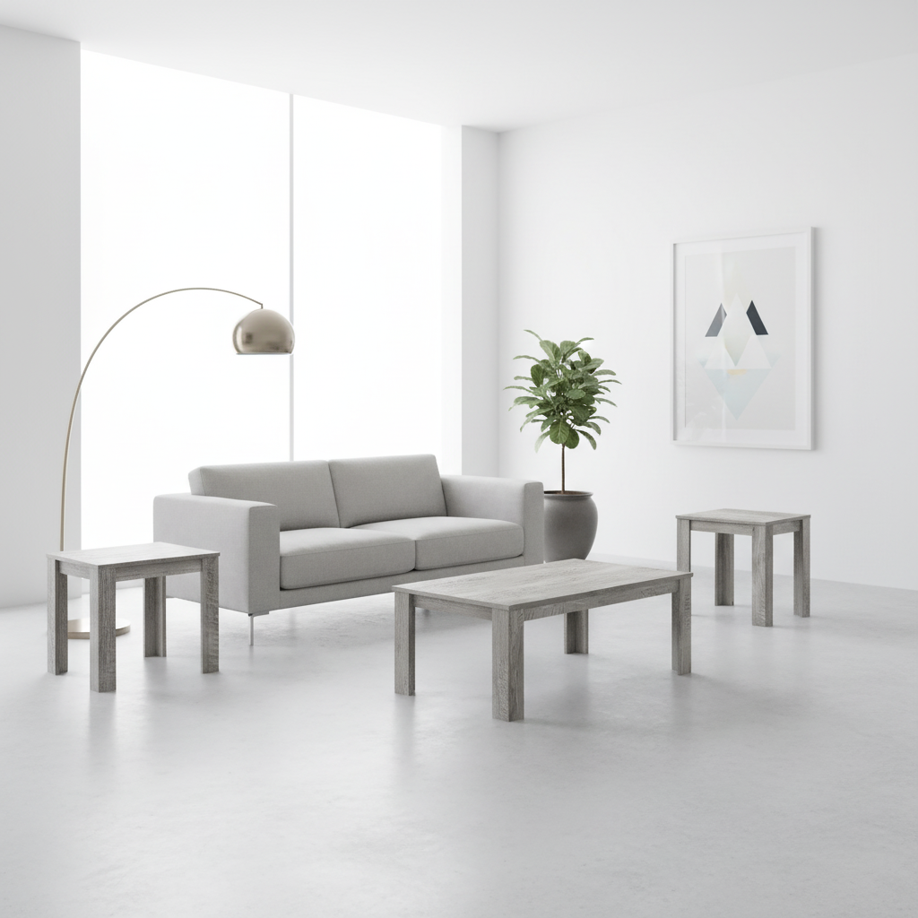 ENSEMBLE DE TABLE - ENSEMBLE 3 PIÈCES / GRIS INDUSTRIEL