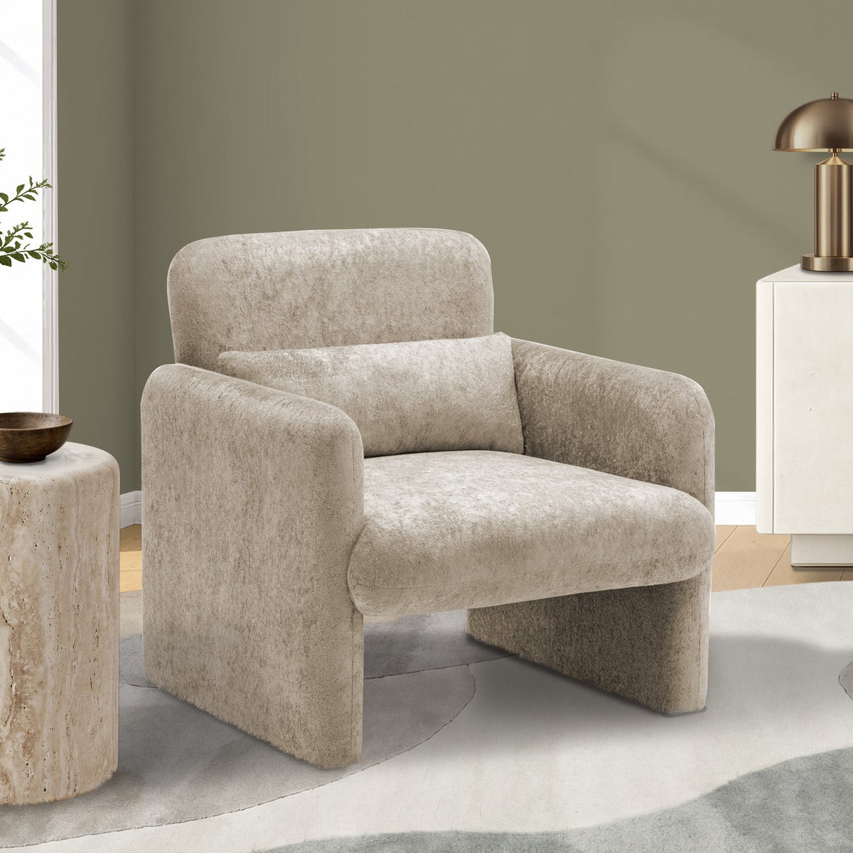 ACCENT CHAIR - 31"H / LIGHT BROWN FABRIC