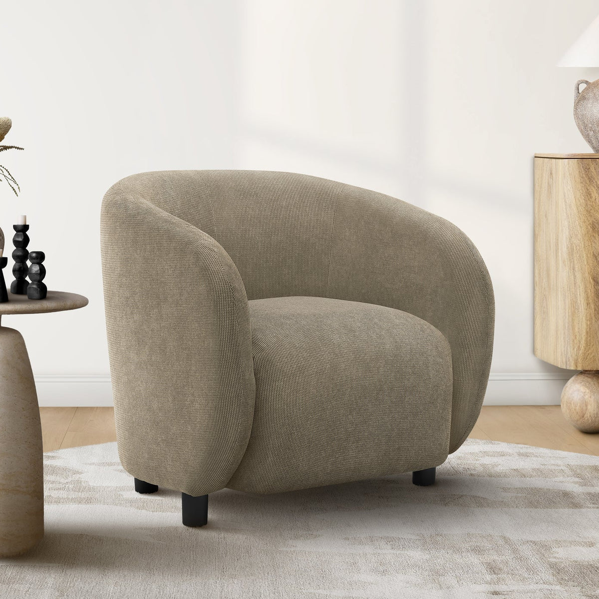 ACCENT CHAIR - 30"H / LIGHT BROWN FABRIC